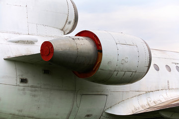 Elements of the old military aircraft close-up.