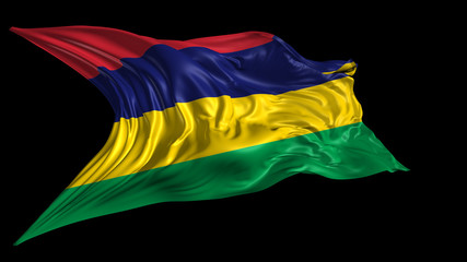 3d Illustration of  Mauritius flag on Black Background 