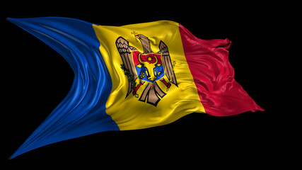 3d Illustration of  Moldova flag on Black Background 