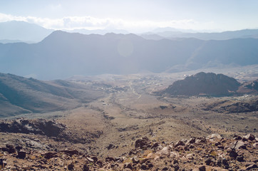 Top view of a village in the mountains of Egypt on the Sinai Peninsula