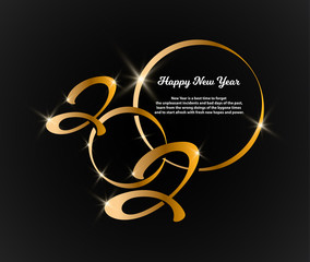 2020 lettering style with glitter effect on dark background and wishes. Typography. Collection of Happy New Year and happy holidays. Vector