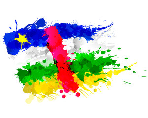 Flag of  Central African Republic made of colorful splashes