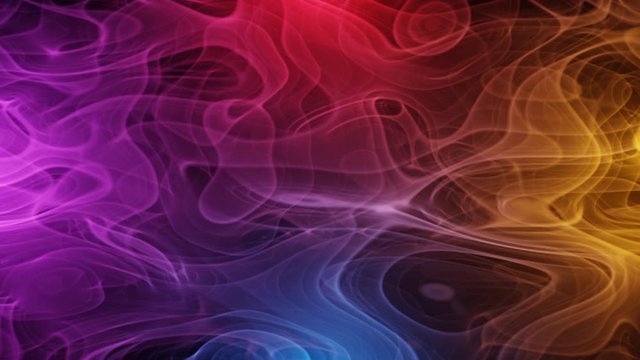 Abstract Neon violet, red, orange and blue smoke background. Abstract cloud formations and metamorphosis on black. 4k neon loop animation.