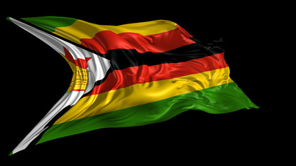 3d Illustration of  Zimbabwe flag on Black Background 