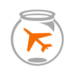 Flugzeug in Glasaquarium - Symbol icon