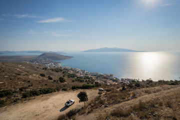 From the top of the city of Saranda you can see Korfu