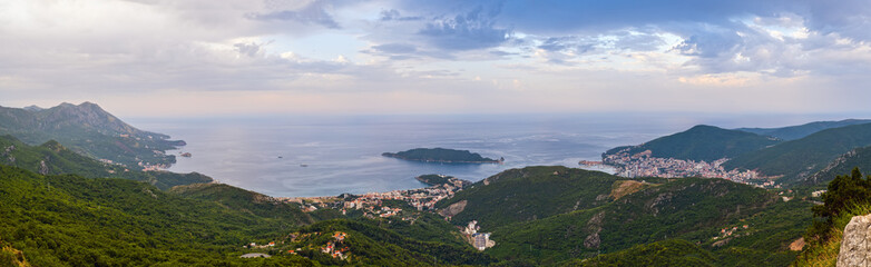 Fototapeta na wymiar Morning Budva riviera coastline. Montenegro, Balkans, Adriatic sea.