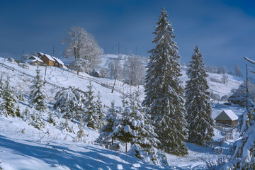 Alpine village on a mountain top