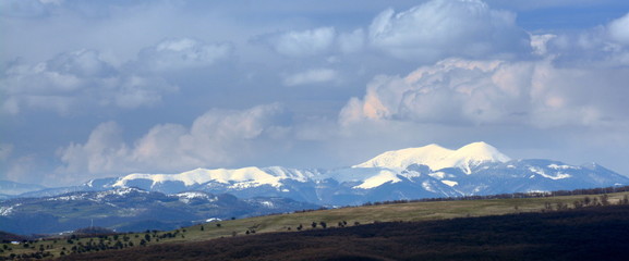 landscape with Rodna mountains in winter