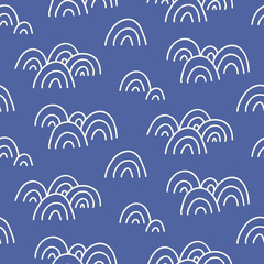 Japanese, Chinese traditional asian blue wave seamless pattern