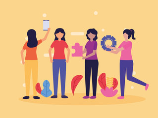 people teamwork flat design image