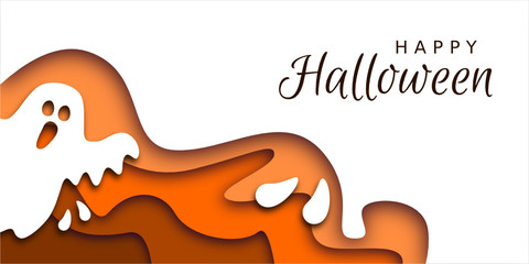 abstrakte, moderne Halloween Karte mit Gespenst