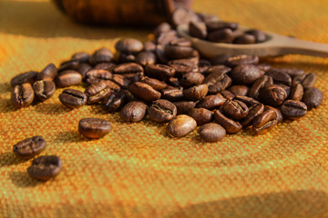 Fragrant coffee beans for morning coffee for breakfast