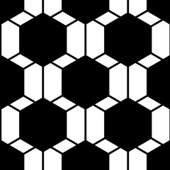 Black and white hexagon soccer ball seamless pattern, vector