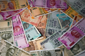 Fototapeta na wymiar Old & Modern Indian Currency notes