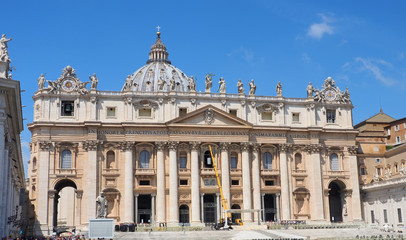Vatican city. Rome Italy. Tourists walking in the exterior of the Vatican. Vatican exterior. 