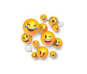Obraz premium Funny 3d emoji face icons on white background