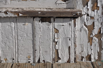 Old Wall With Peeling White Paint