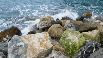 Pietra viva colorata dal sole e acqua di mare