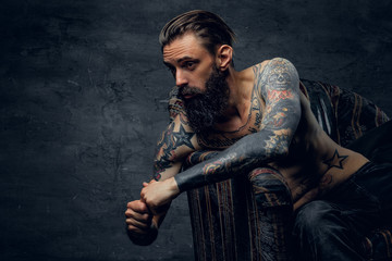 Portrait of depressive addicted man, which don't know what to do with his own life.