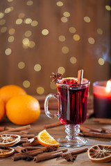 Hot mulled wine on the table