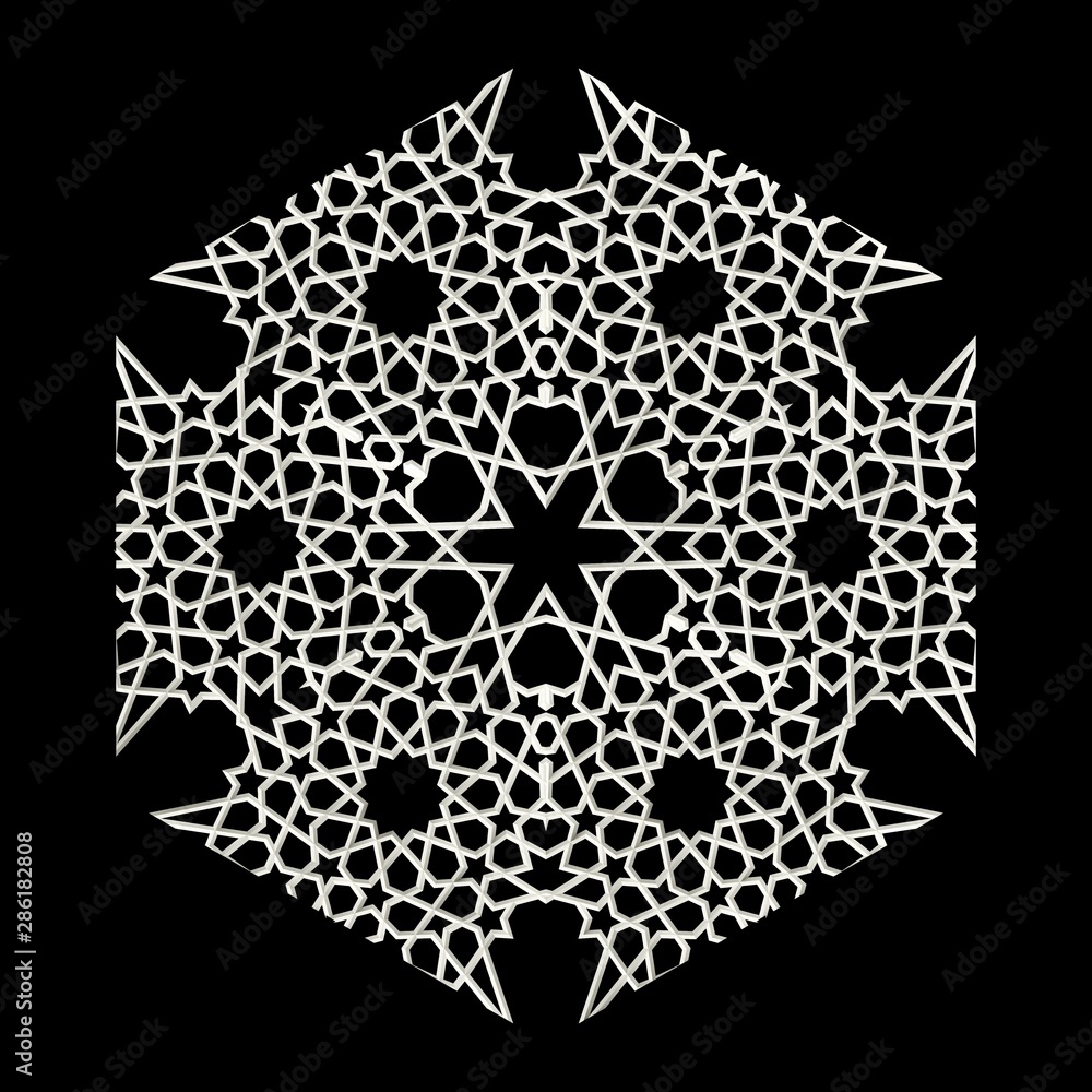 Aufkleber 3d illustration of parametric oriental pattern