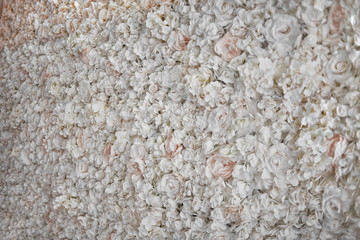 background of white flowers. wedding ceremony wall