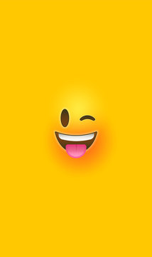 Fun Wink Yellow 3d Smiley Face Vertical Background