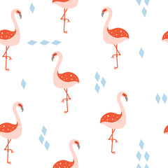 Fototapeta premium Trendy creative minimalistic flamingo bird pattern