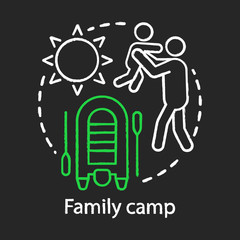 Family camp chalk concept icon