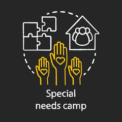 Obraz premium Special needs volunteer, helper camp chalk concept icon