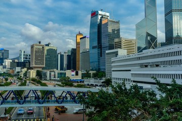 Obraz premium a panoramic cityscape taken in central district of hong kong, china