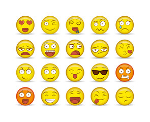 Fun smiley face icon set isolated background