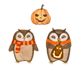 Owl kid Halloween illustration