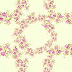 Watercolor flowers on tinted watercolor paper background. Roses.Seamless background. Collage of flowers and leaves. Use printed materials, signs, objects. Abstract wallpaper with floral motifs.