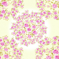 Watercolor flowers on tinted watercolor paper background. Roses.Seamless background. Collage of flowers and leaves. Use printed materials, signs, objects. Abstract wallpaper with floral motifs.