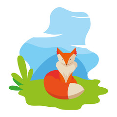 fox mammal happy autumn season flat design