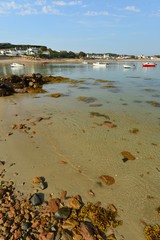 Fototapeta na wymiar Le Hocq harbour, Jersey, U.K. Picturesque view in the Summer.