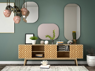 3d render of living room decor set