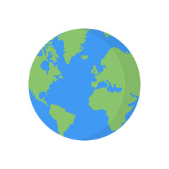 Earth globe in trendy flat style isolated vector illustration. Flat planet on white background.