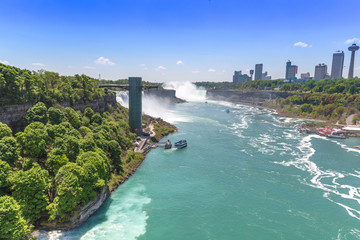 Buffalo, USA-20 July, 2019: Scenic Niagara Waterfall, American side