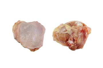 Raw chicken thigh isolated on white background