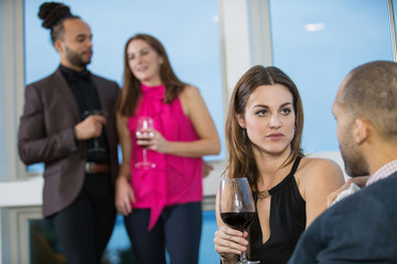 Friends together at birthday cocktail party