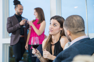 Friends together at birthday cocktail party