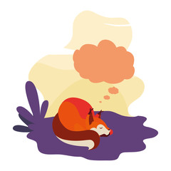 fox mammal happy autumn season flat design