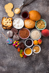 Obraz na płótnie Canvas Assortment of simple carbohydrates food
