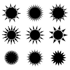 Vector set of sun symbols..