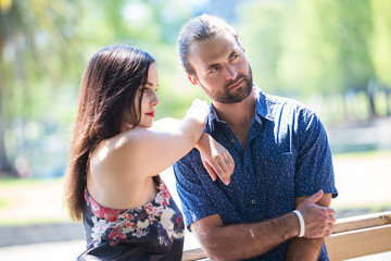 Obraz premium Young attractive couple together outside