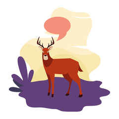 deer happy autumn season flat design