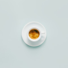 Cup of fresh made coffee served in cup